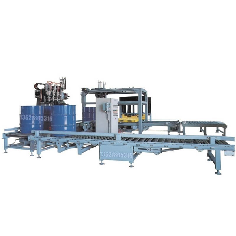 ?200L自動開關(guān)蓋灌裝生產(chǎn)線適合化工液體稱重式灌裝